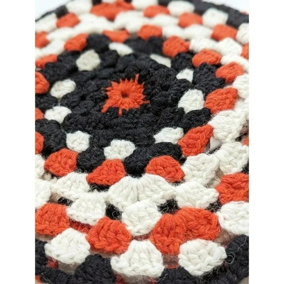 Ganni Women\'s Lambswool Crochet Beret Orange Color-block (MSRP $195) main image 5